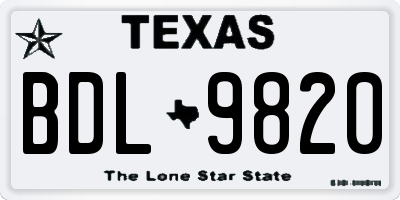 TX license plate BDL9820