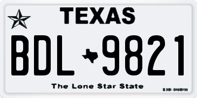 TX license plate BDL9821