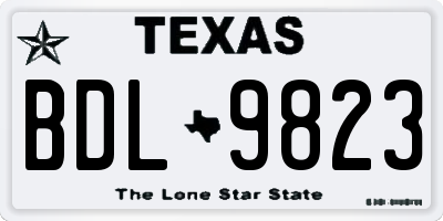TX license plate BDL9823