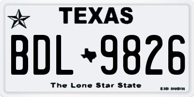 TX license plate BDL9826