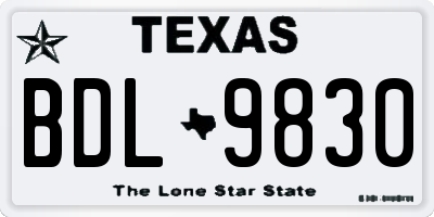 TX license plate BDL9830