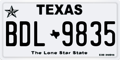 TX license plate BDL9835
