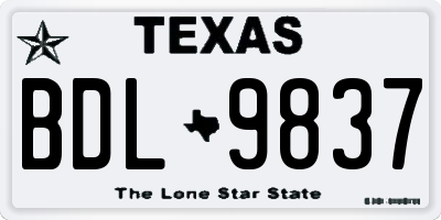 TX license plate BDL9837