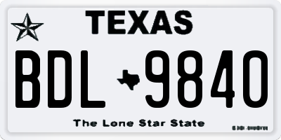 TX license plate BDL9840