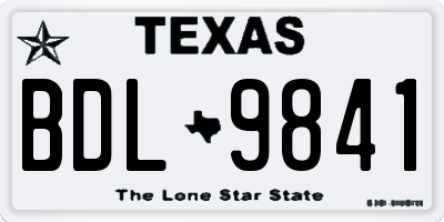 TX license plate BDL9841