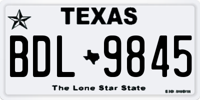 TX license plate BDL9845