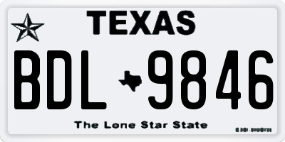 TX license plate BDL9846