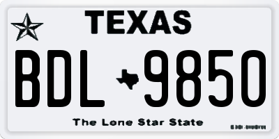 TX license plate BDL9850