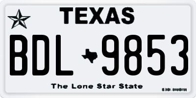 TX license plate BDL9853