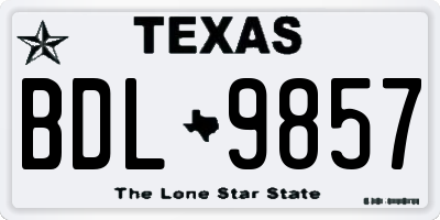 TX license plate BDL9857