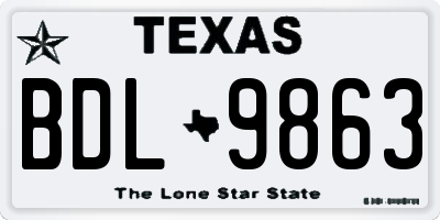 TX license plate BDL9863
