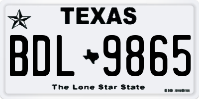 TX license plate BDL9865