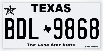 TX license plate BDL9868