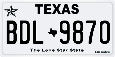 TX license plate BDL9870