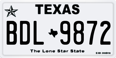 TX license plate BDL9872