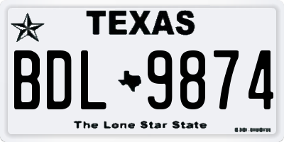 TX license plate BDL9874