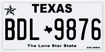 TX license plate BDL9876