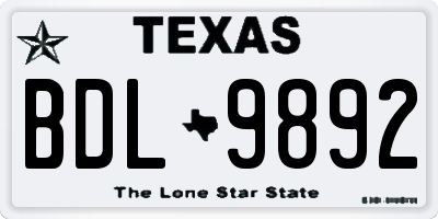 TX license plate BDL9892