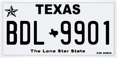 TX license plate BDL9901