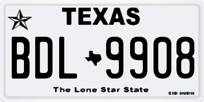 TX license plate BDL9908