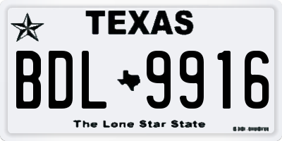 TX license plate BDL9916