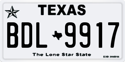 TX license plate BDL9917