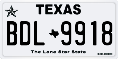 TX license plate BDL9918