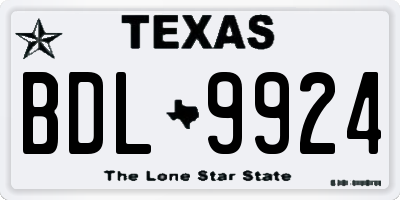 TX license plate BDL9924