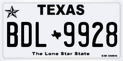 TX license plate BDL9928