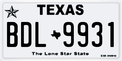 TX license plate BDL9931