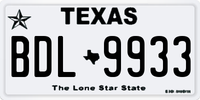 TX license plate BDL9933