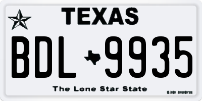 TX license plate BDL9935