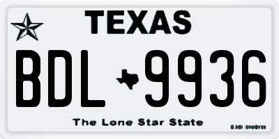 TX license plate BDL9936
