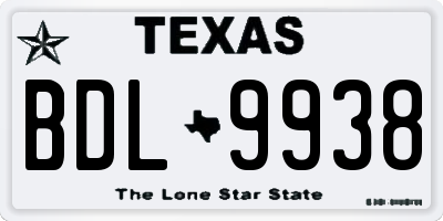 TX license plate BDL9938