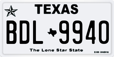 TX license plate BDL9940