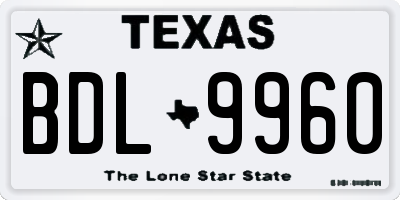 TX license plate BDL9960