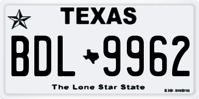 TX license plate BDL9962