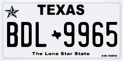 TX license plate BDL9965
