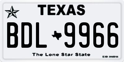TX license plate BDL9966