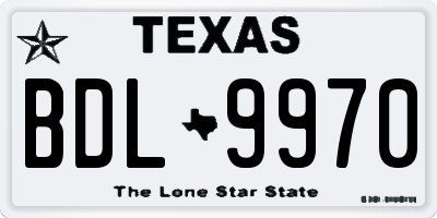 TX license plate BDL9970