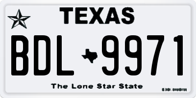 TX license plate BDL9971