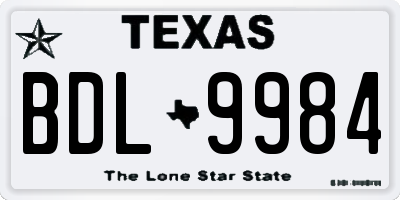 TX license plate BDL9984