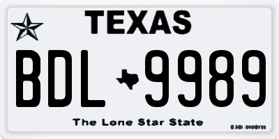 TX license plate BDL9989