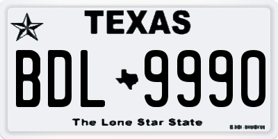 TX license plate BDL9990