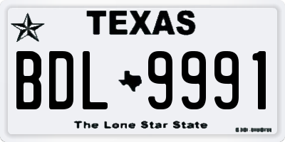 TX license plate BDL9991