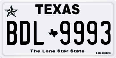 TX license plate BDL9993