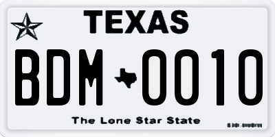 TX license plate BDM0010