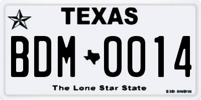TX license plate BDM0014
