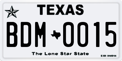 TX license plate BDM0015