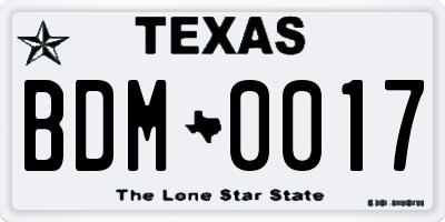 TX license plate BDM0017
